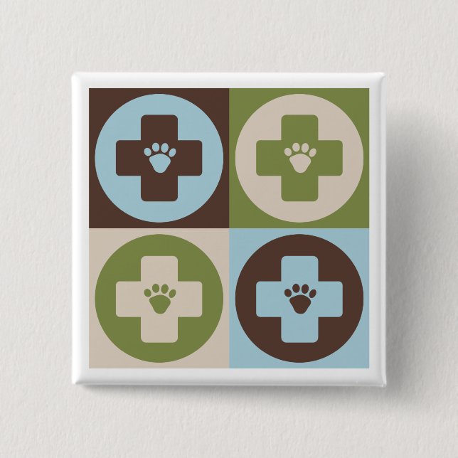Pop Art Veterinary Medicine Button (Front)