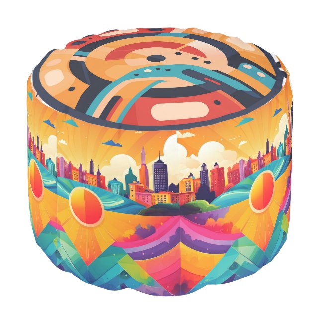 Pop Art Vibrance Pouf (Angled Back)
