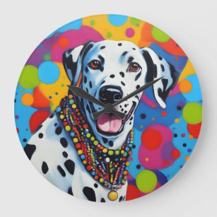 Pop Art Vibrant Dalmatian Large Clock