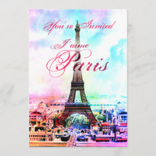 Pop Art Vintage Eiffel Tower Invitation