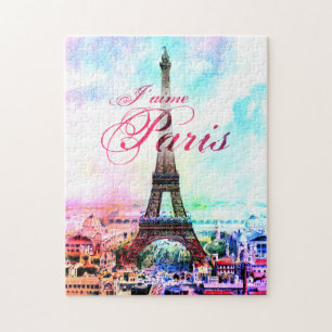 Pop Art Vintage Eiffel Tower Jigsaw Puzzle
