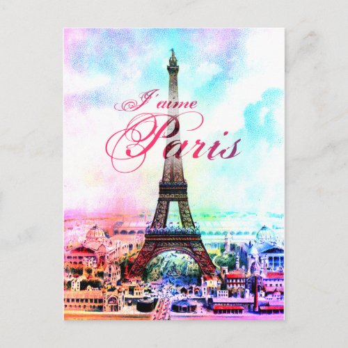 Pop Art Vintage Eiffel Tower Postcard