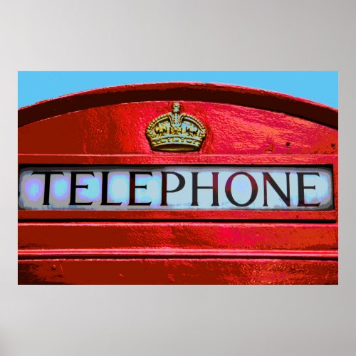 Pop Art Vintage London City Red Telephone Booth Poster