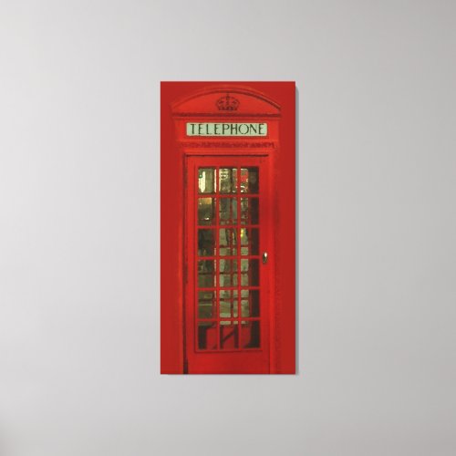 Pop Art Vintage London City Red Telephone Box Canvas Print