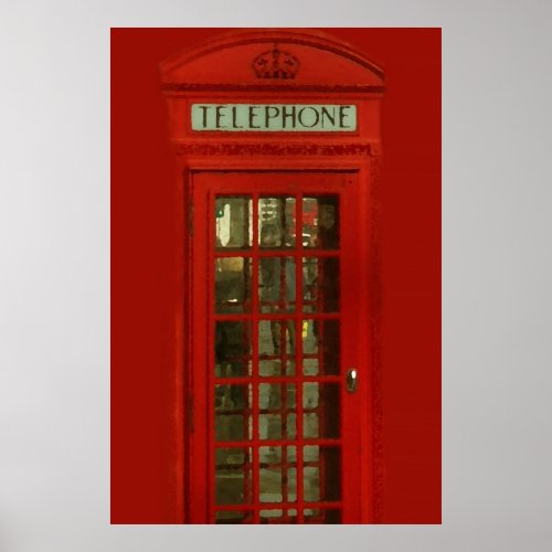 Pop Art Vintage London City Red Telephone Box Poster