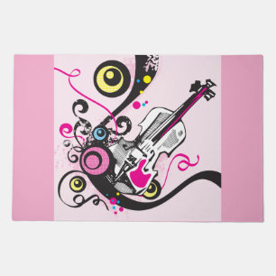 Pop Art Violin Abstract Musical Punk Rock Doormat