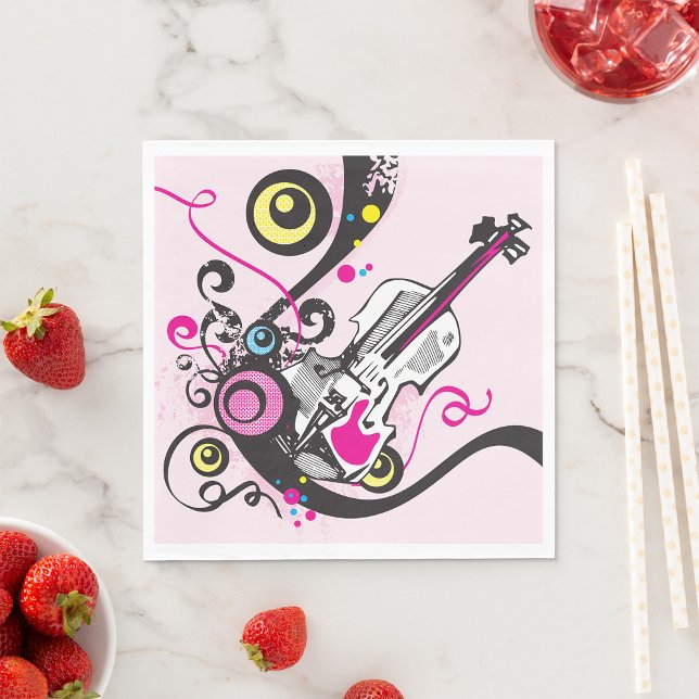 Pop Art Violin Abstract Musical Punk Rock Napkins (Creator Uploaded)