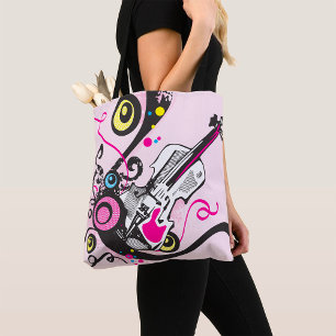 Pop Art Violin Abstract Musical Punk Rock Tote Bag