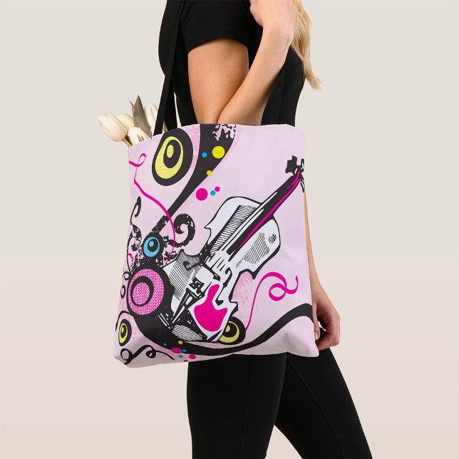 Pop Art Violin Abstract Musical Punk Rock Tote Bag (Creator Uploaded)