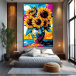 Pop Art Vision of Sunflowers Canvas Print<br><div class="desc">This pop art transformation of "Sunflowers" brings a fresh and vibrant energy to the iconic floral masterpiece. The bold colors, dynamic brushstrokes, and expressive patterns highlight the beauty and vitality of the sunflowers, blending classical charm with contemporary pop art flair. Perfect for fans of colorful and expressive floral artwork, this...</div>