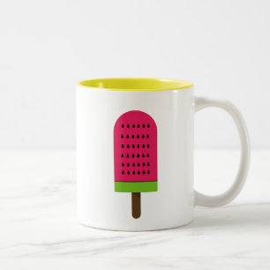 Pop Art watermelon cute fruit popsicle Two-Tone Coffee Mug