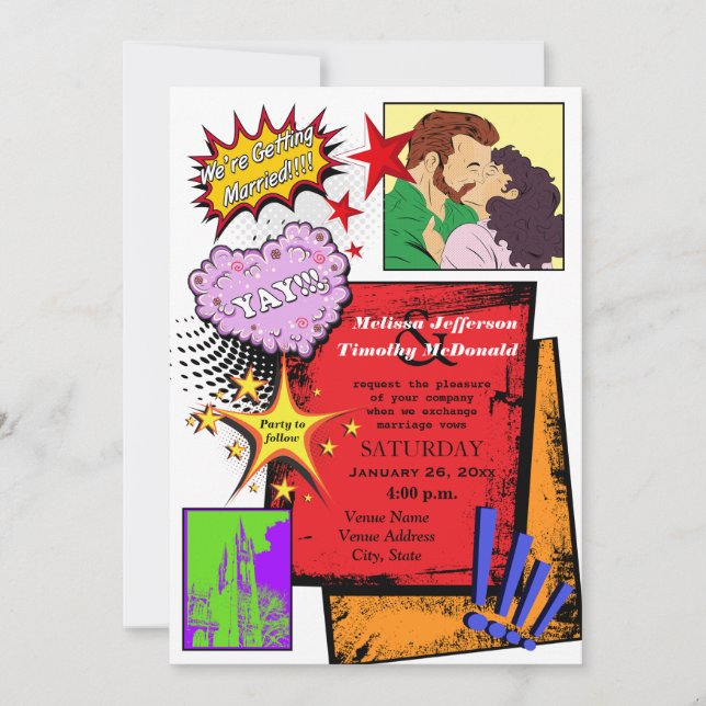 Pop Art Wedding Invitation (Front)