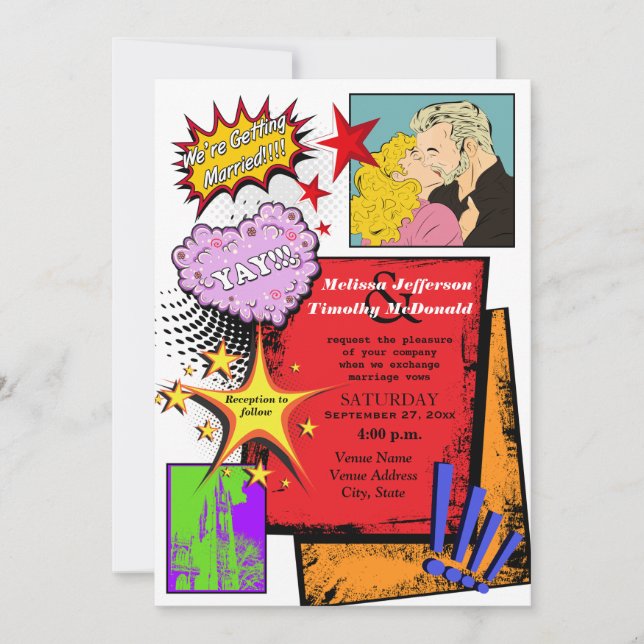 Pop Art Wedding Invitation 2 (Front)