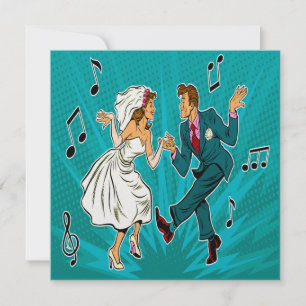 Pop Art Wedding Jitterbug Dancing Invitation