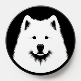 Pop Art White Samoyed Dog Breed Beautiful PopSocket