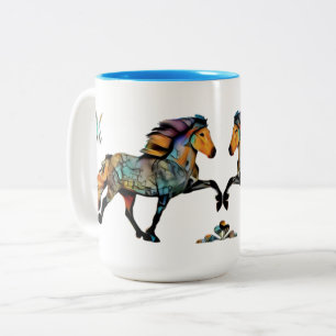 Pop Art Wild colors Icelandic Horse Two-Tone Coffee Mug