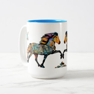 Pop Art Wild colors Icelandic Horse  Two-Tone Coffee Mug