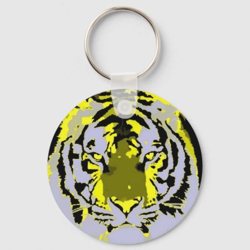 Pop Art Wild Tiger Look Keychain