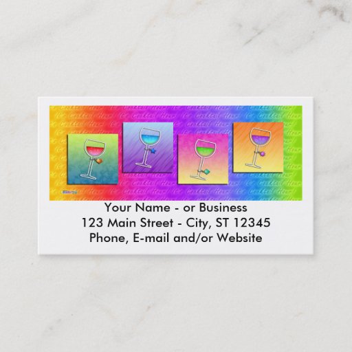 Customizable Pop Art Wine BUSINESS CARDS (horizontal)