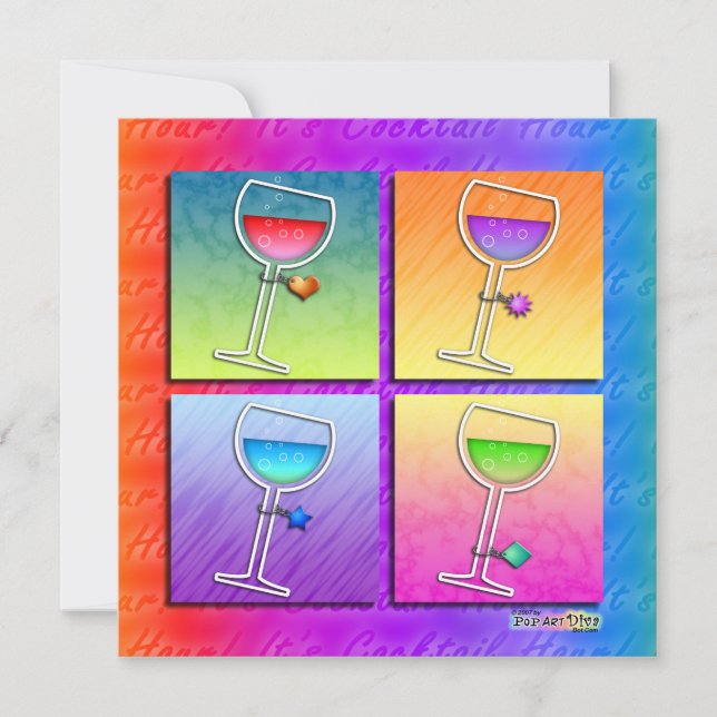 Pop Art Wine Invitation (Front)