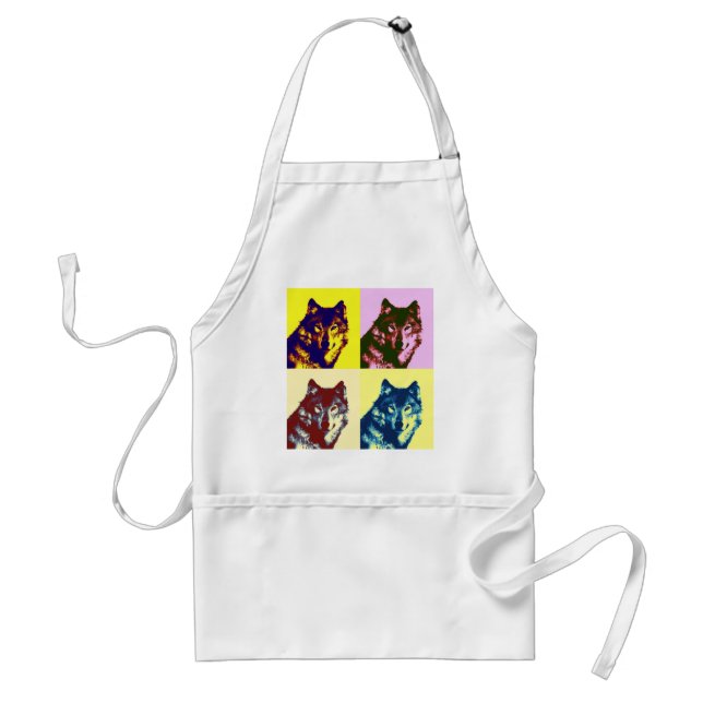Pop Art Wolf Adult Apron (Front)
