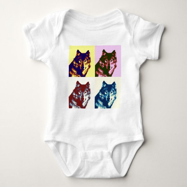 Pop Art Wolf Baby Bodysuit (Front)