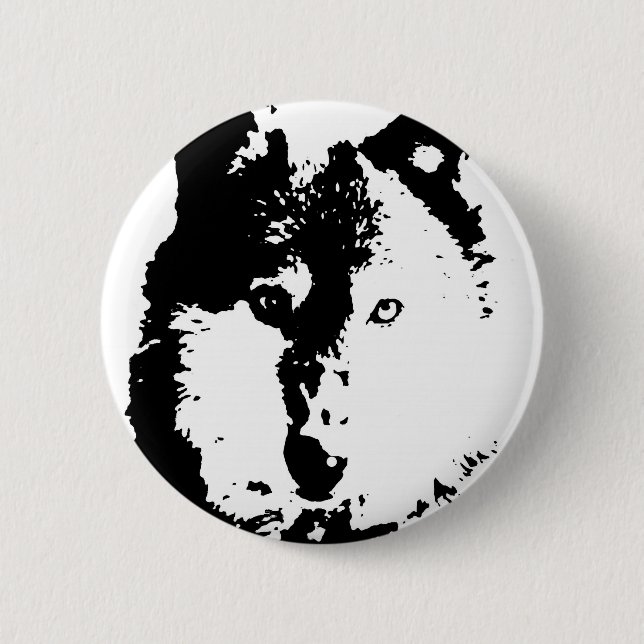 Pop Art Wolf Button (Front)