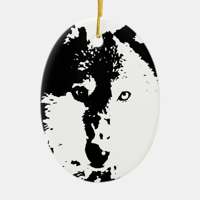Pop Art Wolf Ceramic Ornament (Front)