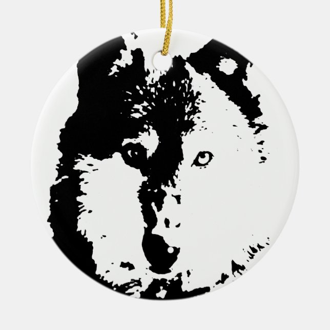 Pop Art Wolf Ceramic Ornament (Front)