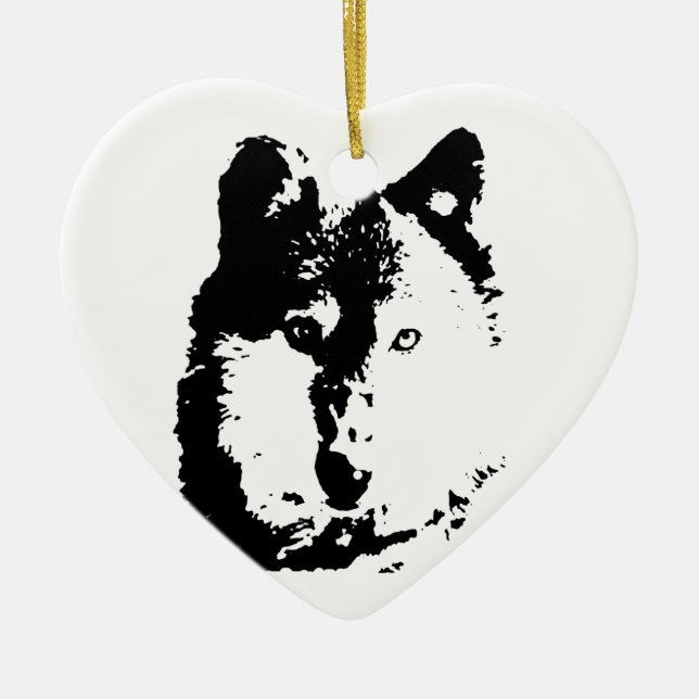 Pop Art Wolf Ceramic Ornament (Front)