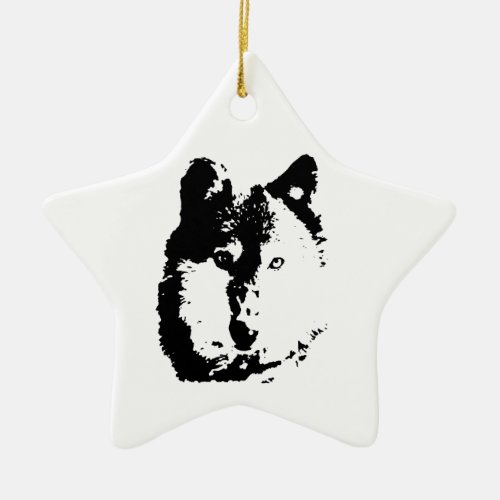 Pop Art Wolf Ceramic Ornament