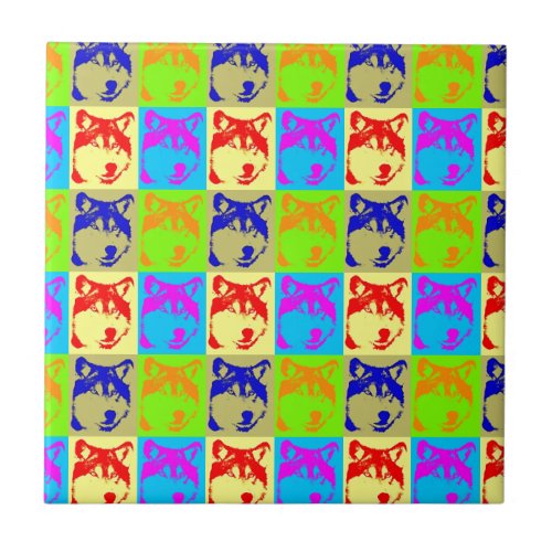 Pop Art Wolf Eyes Tile