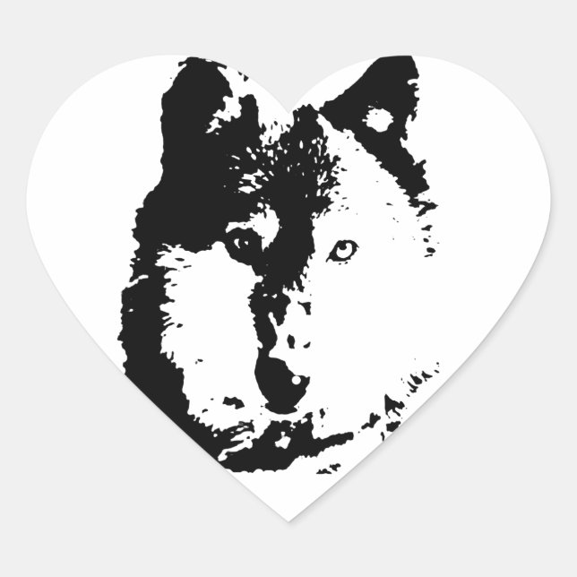 Pop Art Wolf Heart Sticker (Front)