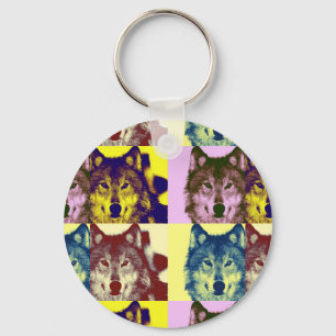 Pop Art Wolf Keychain