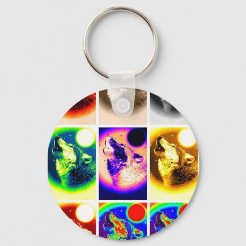 Pop Art Wolf Keychain