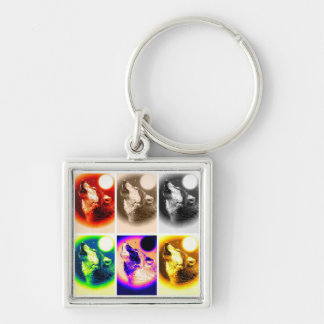 Pop Art Wolf Keychain