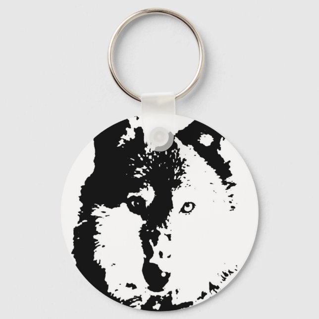 Pop Art Wolf Keychain (Front)