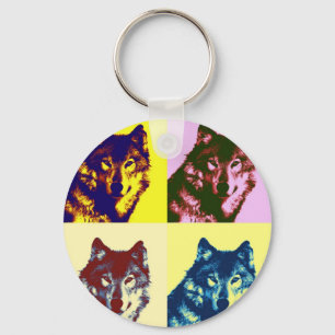 Pop Art Wolf Keychain