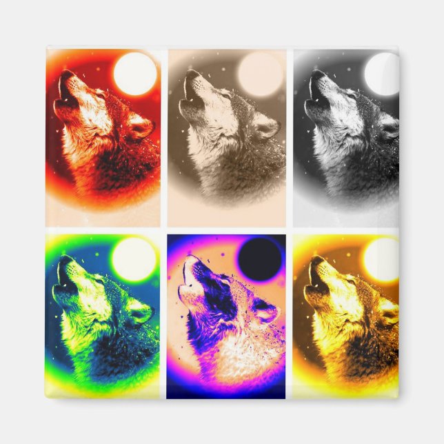 Pop Art Wolf Magnet (Front)