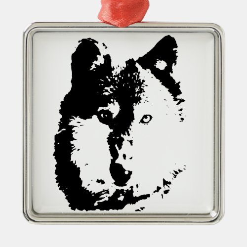 Pop Art Wolf Metal Ornament