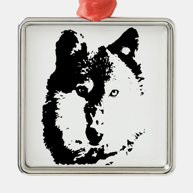 Pop Art Wolf Metal Ornament (Front)