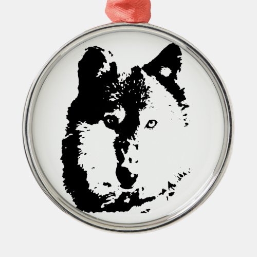 Pop Art Wolf Metal Ornament