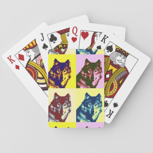 Pop Art Wolf Playing Cards