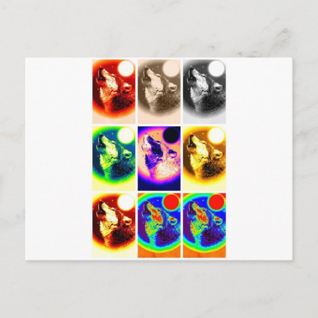 Pop Art Wolf Postcard (Front)