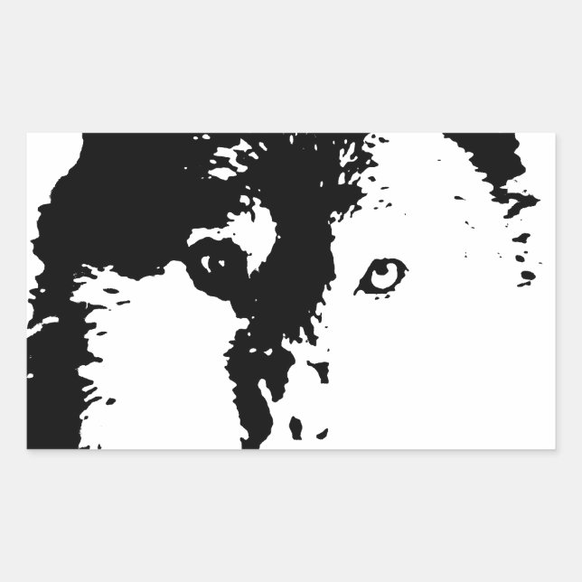 Pop Art Wolf Rectangular Sticker (Front)