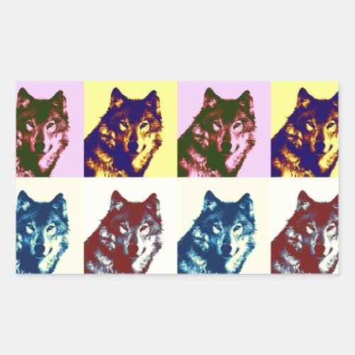 Pop Art Wolf Rectangular Sticker