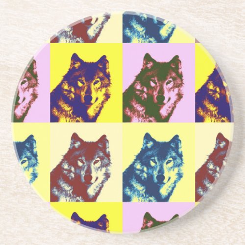 Pop Art Wolf Sandstone Coaster