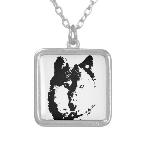 Pop Art Wolf Silver Plated Necklace