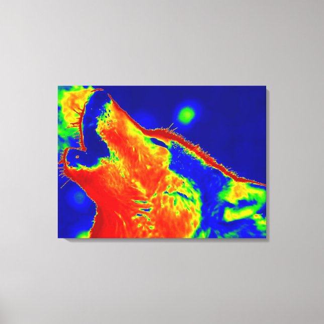 Pop Art Wolf Wrapped Canvas (Front)