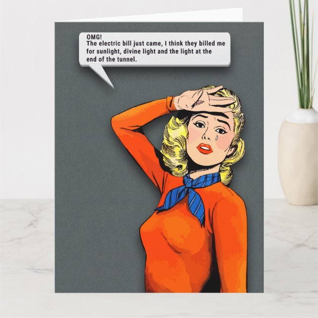 Pop Art Woman Crying Card (Front)